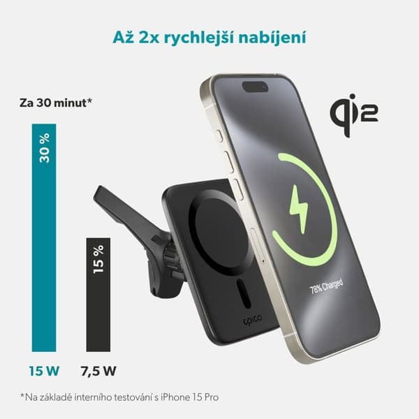 Trådlös bil laddare Epico Qi2 Mag - Svart
