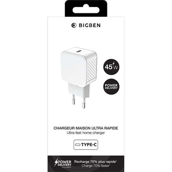 Laddare Sektor USB-C 45W Power Delivery GaN Universal Ultra Snabb BigBen Connected Vit