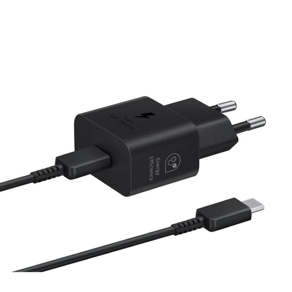 Samsung 25W USB-C GaN Väggladdare + Typ-C 1m Kabel - Svart