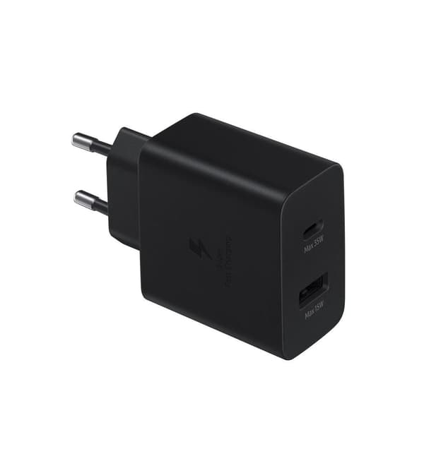 Samsung 35W PD StrömadapterDuo (USB-C, USB-A) Väggladdare  bulk -Svart Svart
