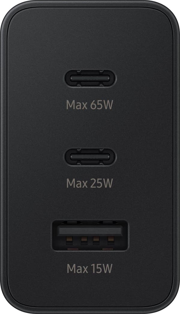 Samsung 65W PD Strömadapter Trio (USB-C x 2, USB-A) Väggladdare Bulk- Svart