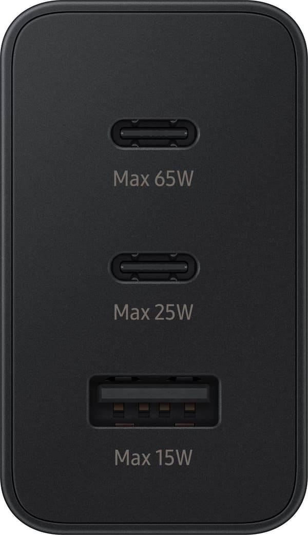 Samsung 65W PD Strömadapter Trio (USB-C x 2, USB-A) Väggladdare Bulk- Svart