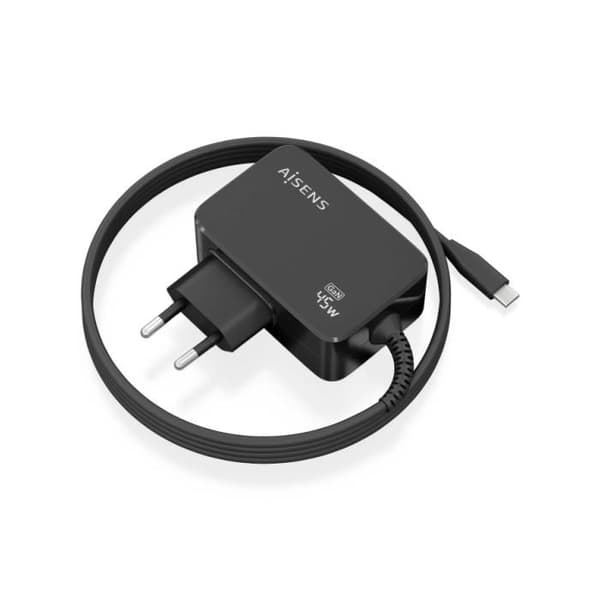 CARGADOR AISENS GAN 45W PD3.0 1XUSB-C 1.8M SVART