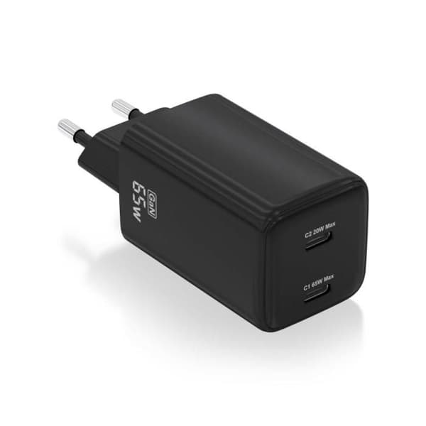 CARGADOR AISENS GAN 65W 2XUSB-C PD3.0 QC4.0 SVART