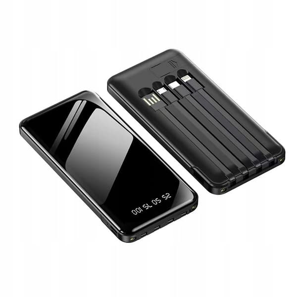 POWERBANK 20000 mAh USB + OPLADNINGSKABLER TIL ALLE TELEFONER 10W HURTIG OPLADNING