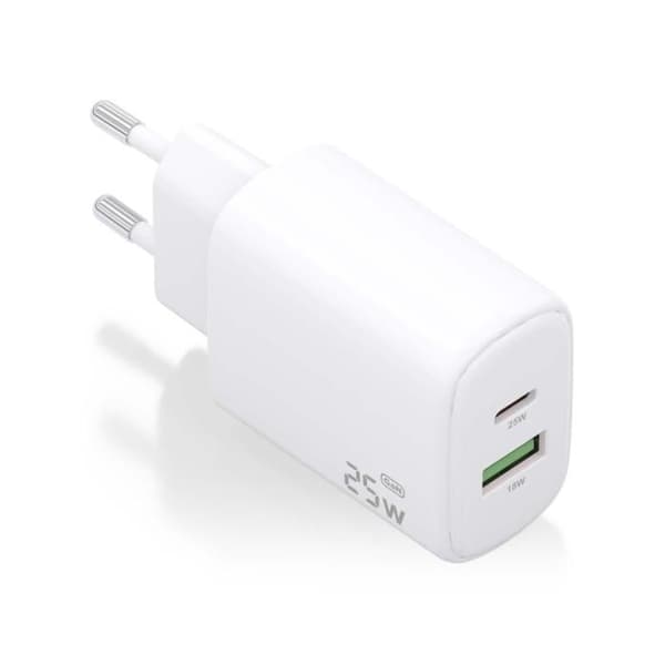 CARGADOR AISENS GAN 25W, 1XUSB-C PD3.0, 1XUSB-A QC3.0, VIT KALWHITE Vit