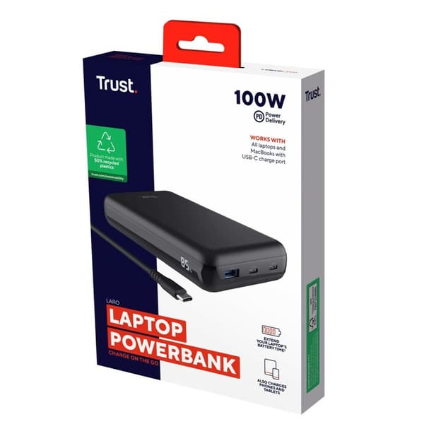 Powerbank Trust 25240 Sort 20000 mAh