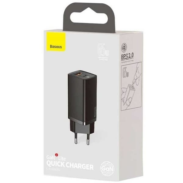 Vægoplader Baseus CCGAN2L-B01 Sort 18 W 65 W 45 W (1 enheder)