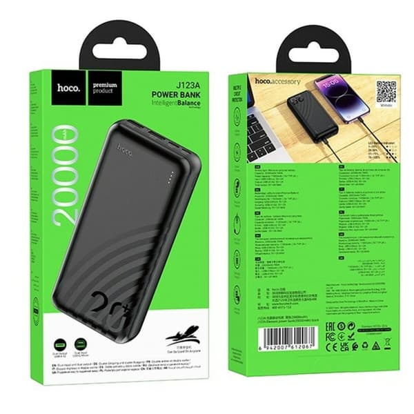 Powerbank Hoco J123A black Sort 20000 mAh