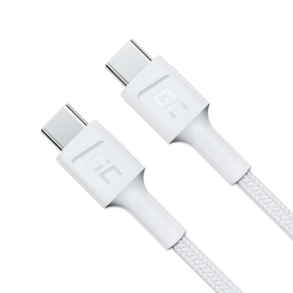 GreenCellPowerStream-USB-C-USB-C-kabel120cmStrömförsörjning60W,QC3.0(vit)