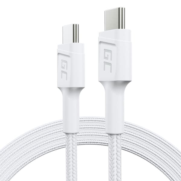 GreenCellPowerStream-USB-C-USB-C-kabel120cmStrömförsörjning60W,QC3.0(vit)