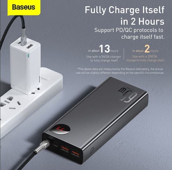 Baseus PPIMDA-D01 powerbank Polymer 20000 mAh Sort
