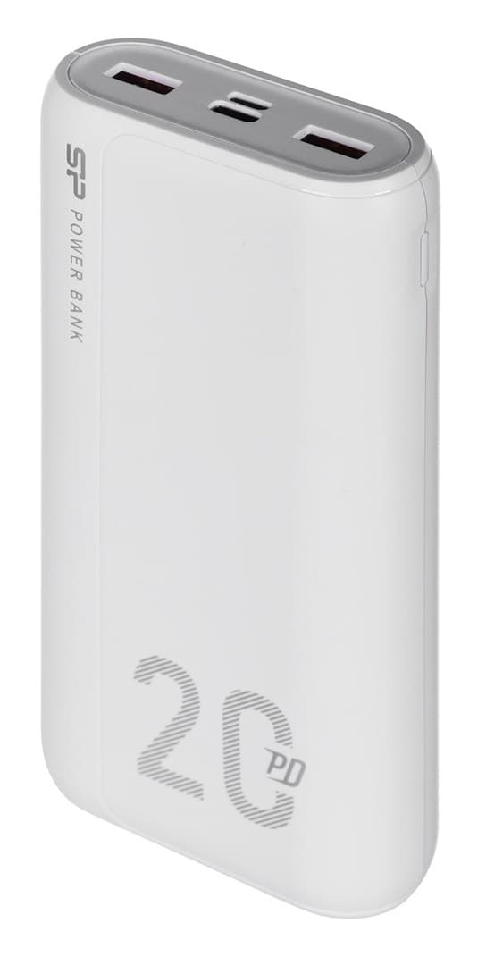 SILICON POWER QS15 Powerbank Eksternt batteri 20000 mAh 2x USB QC 3.0 1x USB-C PD (SP20KMAPBKQS150W) Hvid Hvid