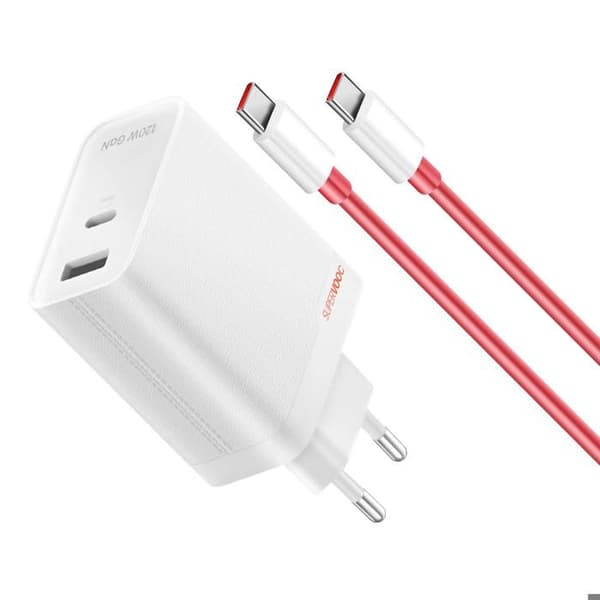 Laddare 120W Dubbel USB- och USB C-port med 1m Kabel Oneplus Vit