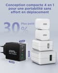 Miniatyrbild 4 av 6: USB C-laddare - Ej specificerad - 40W - 4 portar - Snabbladdning - Kompatibel med iPhone 15