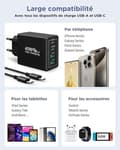 Miniatyrbild 6 av 6: USB C-laddare - Ej specificerad - 40W - 4 portar - Snabbladdning - Kompatibel med iPhone 15