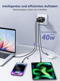 Miniatyrbild 2 av 6: USB C-laddare - Ej specificerad - 40W - 4 portar - Snabbladdning - Kompatibel med iPhone 15