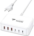 Miniatyrbild 1 av 6: USB C-laddare 100W - Universal - 6 portar - Snabb laddning - Överspänningsskydd - 1,5 m