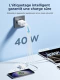 Miniatyrbild 3 av 5: USB C-laddare - Aioneus - 40W - 4 portar - Snabbladdning - Kompatibel med iPhone och Samsung