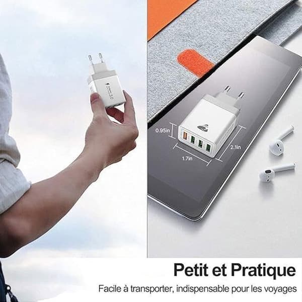 USB-laddare - Aioneus - 40W - 4 portar - Snabbladdning - Universell kompatibilitet