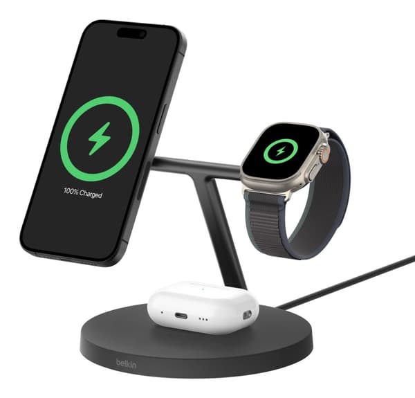 Belkin BoostCharge Pro Hovedtelefoner, Smartphone, Smartwatch Sort USB Trådløs opladning Hurtig opladning Indendørs