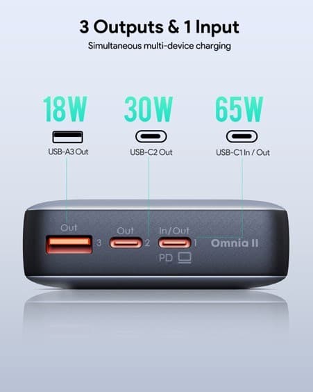 AUKEY 20000mAh bærbar powerbank med 65W PD