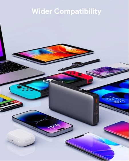 AUKEY 20000mAh bærbar powerbank med 65W PD