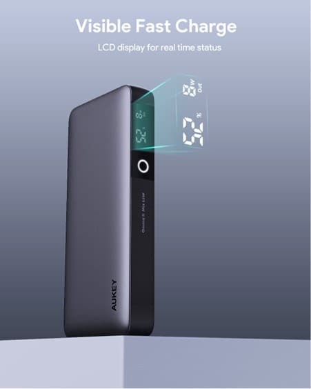 AUKEY 20000mAh bærbar powerbank med 65W PD