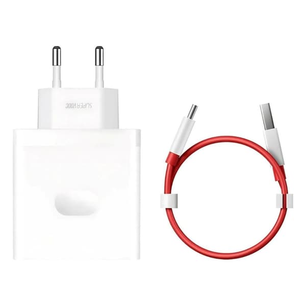OnePlus SUPERVOOC USB-A laturi + USB-A / USB-C kaapeli 100W Valkoinen