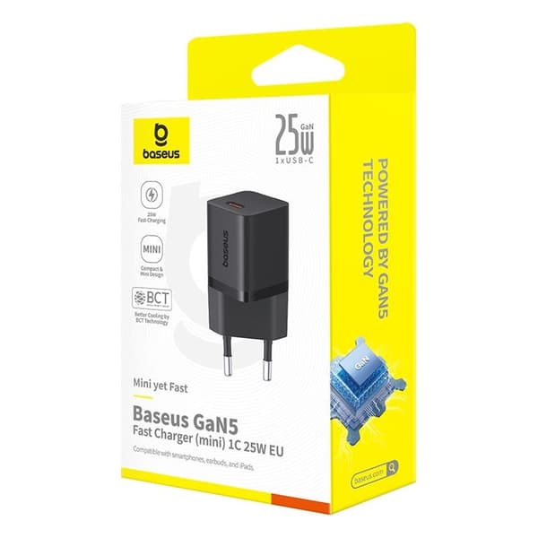 Baseus P10110909113-00 USB-C GaN5 mini 25W strømoplader Sort