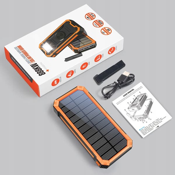 AURINKOVARAAVARA 4xUSB 20000mAh 20W INDUKTIOSUOJAUS IP65