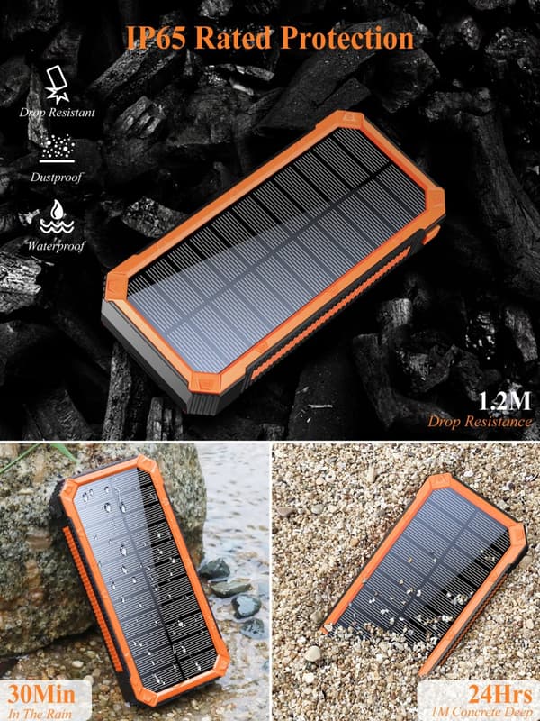 AURINKOVARAAVARA 4xUSB 20000mAh 20W INDUKTIOSUOJAUS IP65