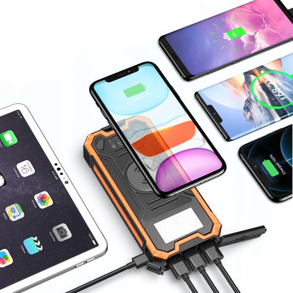 AURINKOVARAAVARA 4xUSB 20000mAh 20W INDUKTIOSUOJAUS IP65