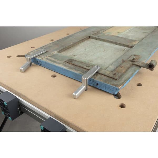 Snabbklämmor för arbetsbänk - WOLFCRAFT - Set med 2 perforerade aluminiumflänsar 20 mm