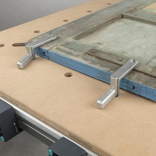 Snabbklämmor för arbetsbänk - WOLFCRAFT - Set med 2 perforerade aluminiumflänsar 20 mm
