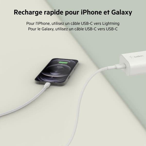 Laddare - Belkin - 25W USB-C PD PPS - 1m - Snabbladdning - Smartphone/Tablet