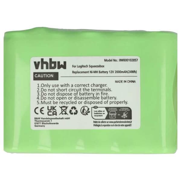2000mAh 12V NI-MH batteri för LOGITECH Squeezebox Radio som ersätter 533-000050, NT210AAHCB10YMXZ, HRMR15-51