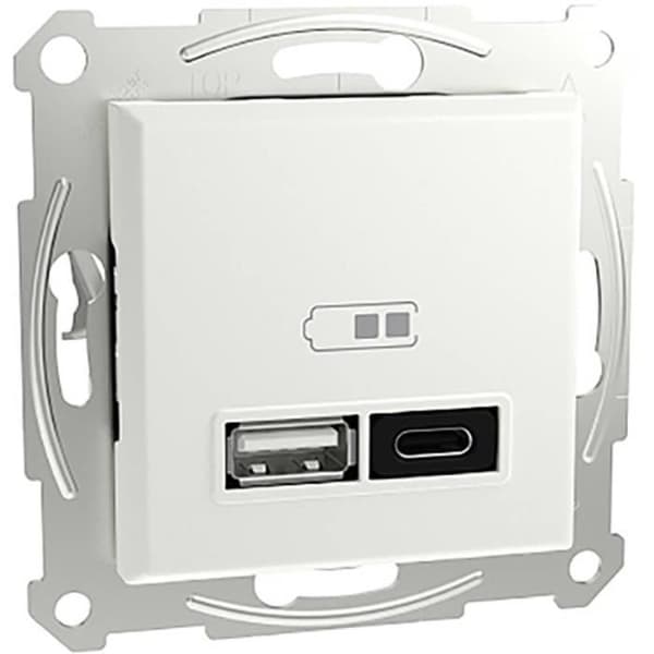 Schneider Electric Asfora USB-laddare vit - Typ A+C - EPH2770421D