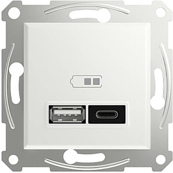 Schneider Electric Asfora USB-laddare vit - Typ A+C - EPH2770421D