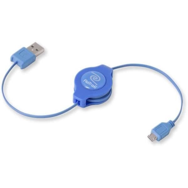 USB-kabel - RETRAK - Micro USB - Infällbar - 1 meter - Blå