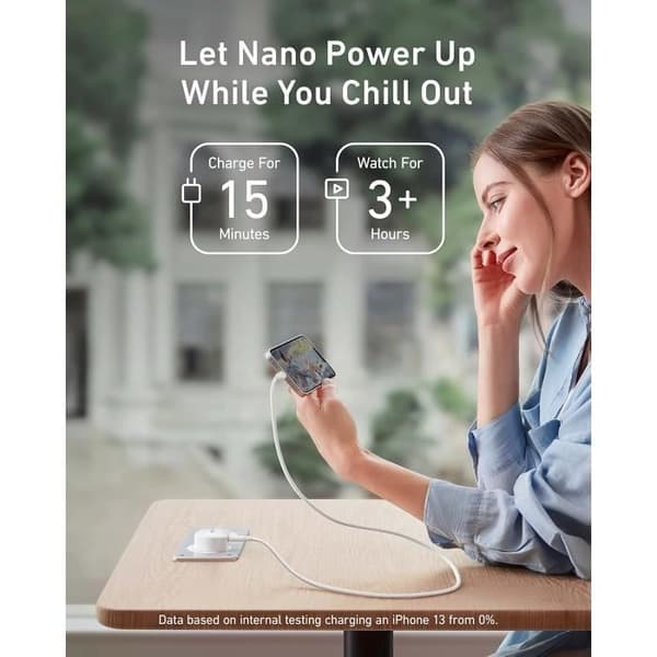 Snabbladdare - ANKER - Nano 20W - USB C - PIQ 3.0 - Kompatibel med iPhone 12/12 Pro/Pro Max