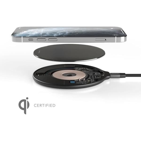 Trådlös Laddare - VONMÄHLEN - Aura - 15W Qi - 18W Adapter Inkluderad - Svart Glas