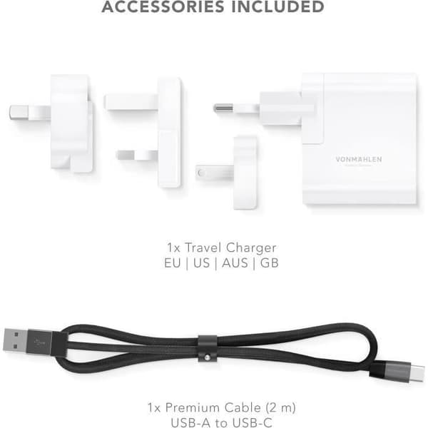 Trådlös Laddare - VONMÄHLEN - Aura - 15W Qi - 18W Adapter Inkluderad - Svart Glas