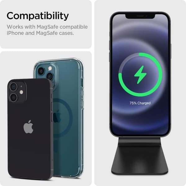 Trådlös Laddare - SPIGEN - OneTap Pro - Kompatibel med Magsafe - Aluminium - Svart