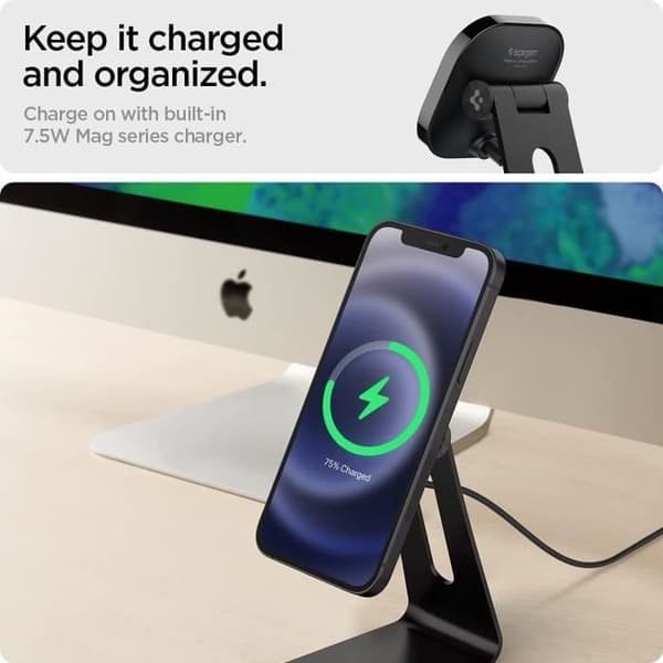Trådlös Laddare - SPIGEN - OneTap Pro - Kompatibel med Magsafe - Aluminium - Svart