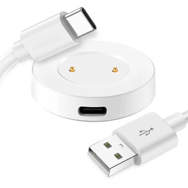 OCIODUAL Kabel 80cm USB + Laddstation 2 Pin Vit Kompatibel med Huawe Watch GT-2-2E Honor Watch Magic-2-Dream Laddare