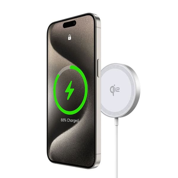 Trådlös laddare - Duzzona - W18 - Snabbladdning 15W - Qi2 - iPhone, Type-C - Vit