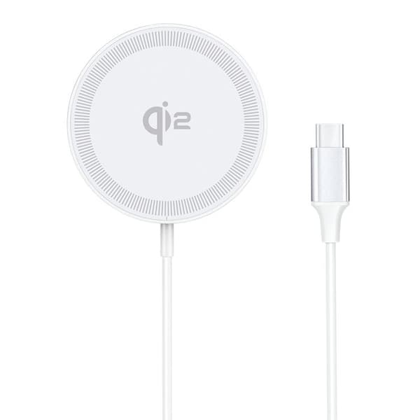 Trådlös laddare - Duzzona - W18 - Snabbladdning 15W - Qi2 - iPhone, Type-C - Vit