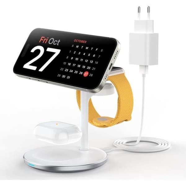Trådlös laddstation 3 i 1 - DEESOOCO - Mag-Safe - 15W - Kompatibel med iPhone, Apple Watch, AirPods