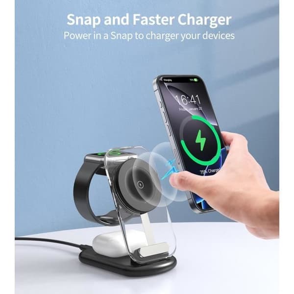 Trådlös laddare 3 i 1 - Mag-Safe - iPhone, iWatch, AirPods - Snabbladdning - Fällbar - Kompatibel med Apple